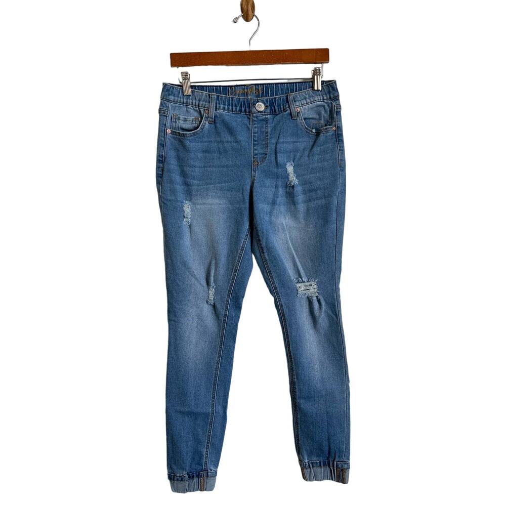 Copperfish Womens Distressed Mid Rise Pull On Jogger Jeans Size 6